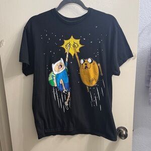 Adventure Time Kids Black Tee with Colorful Characters